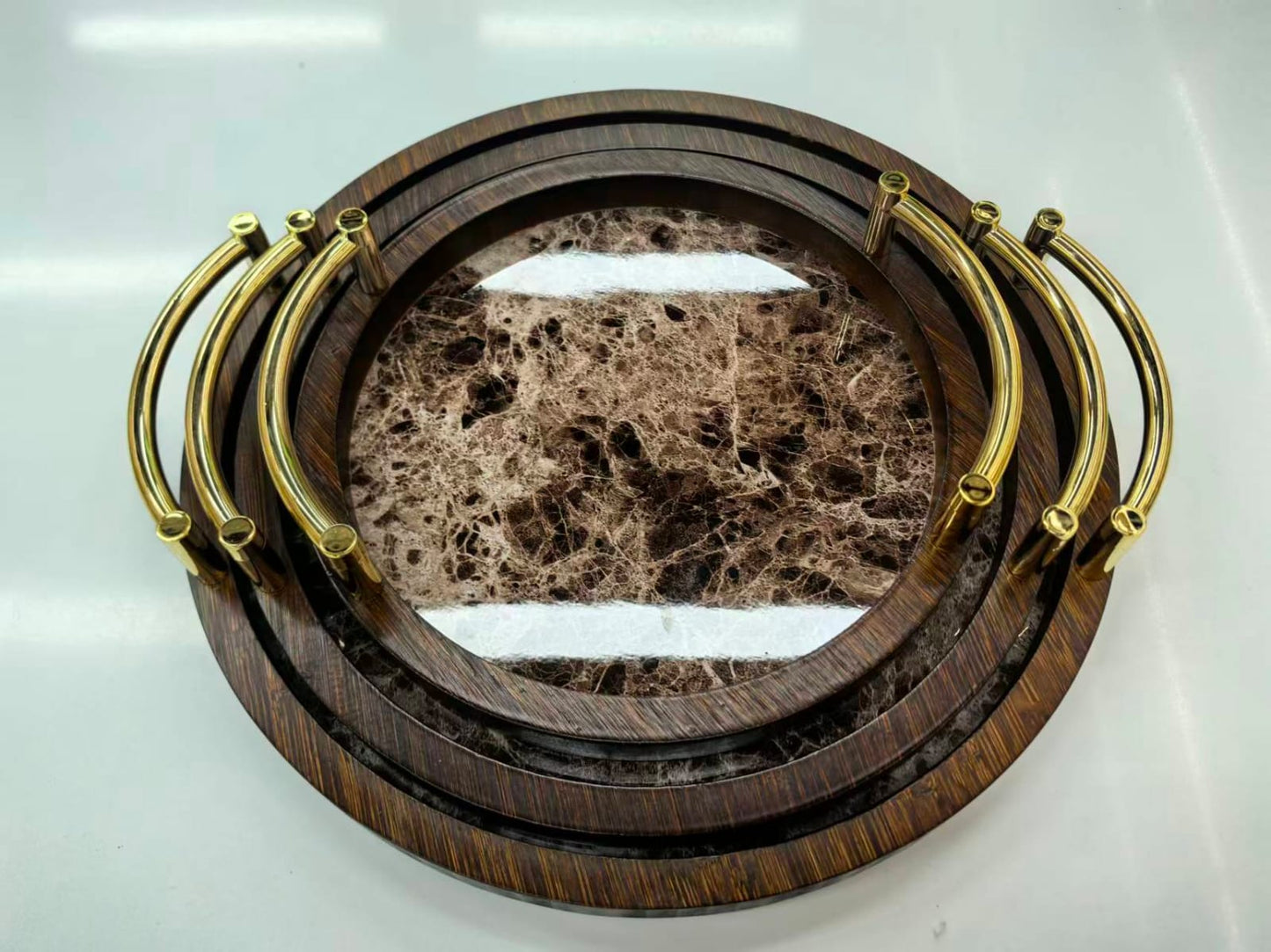 3-Piece Bamboo Nesting trays with Grey Handles