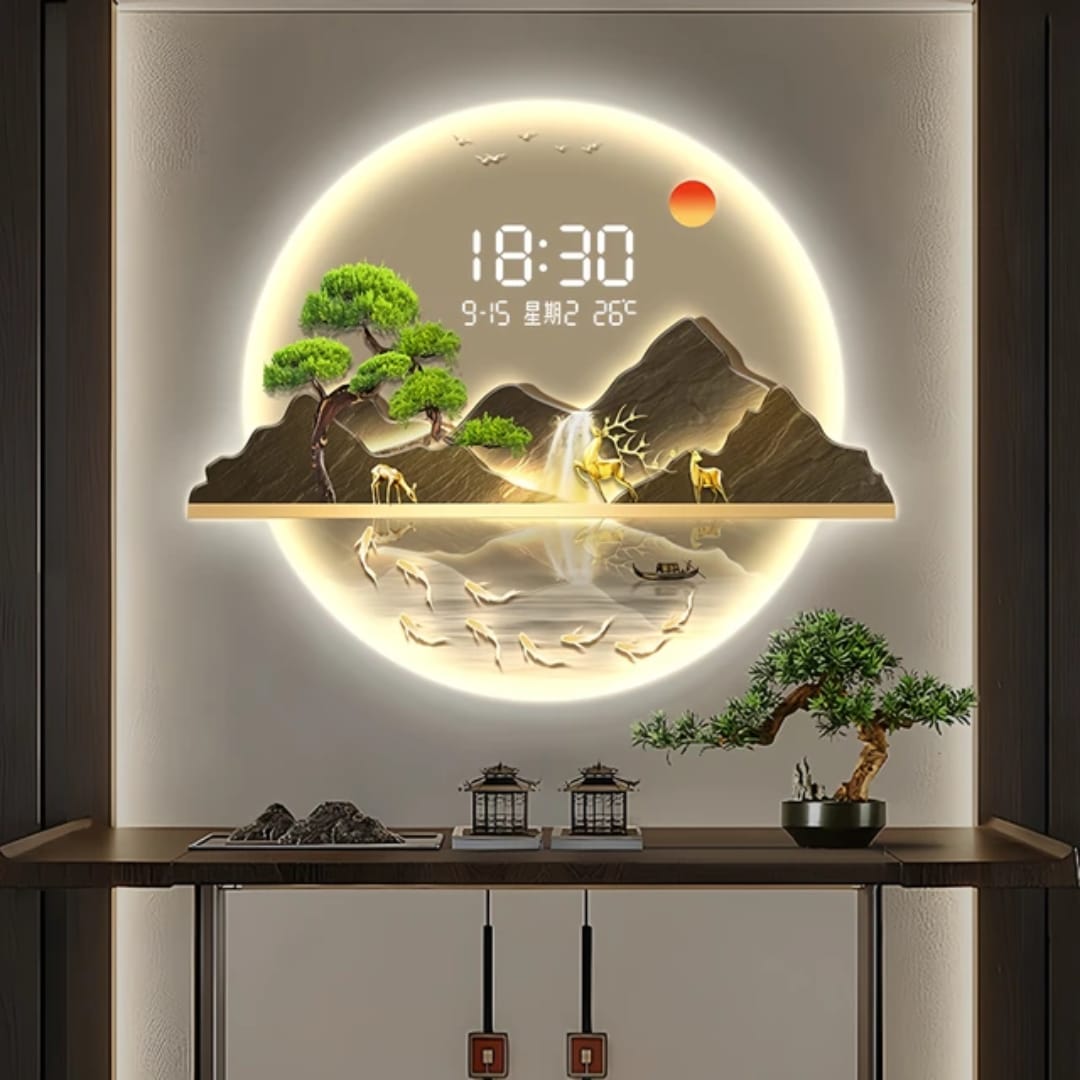 Pine 3D LED Decorative Wall Clock
