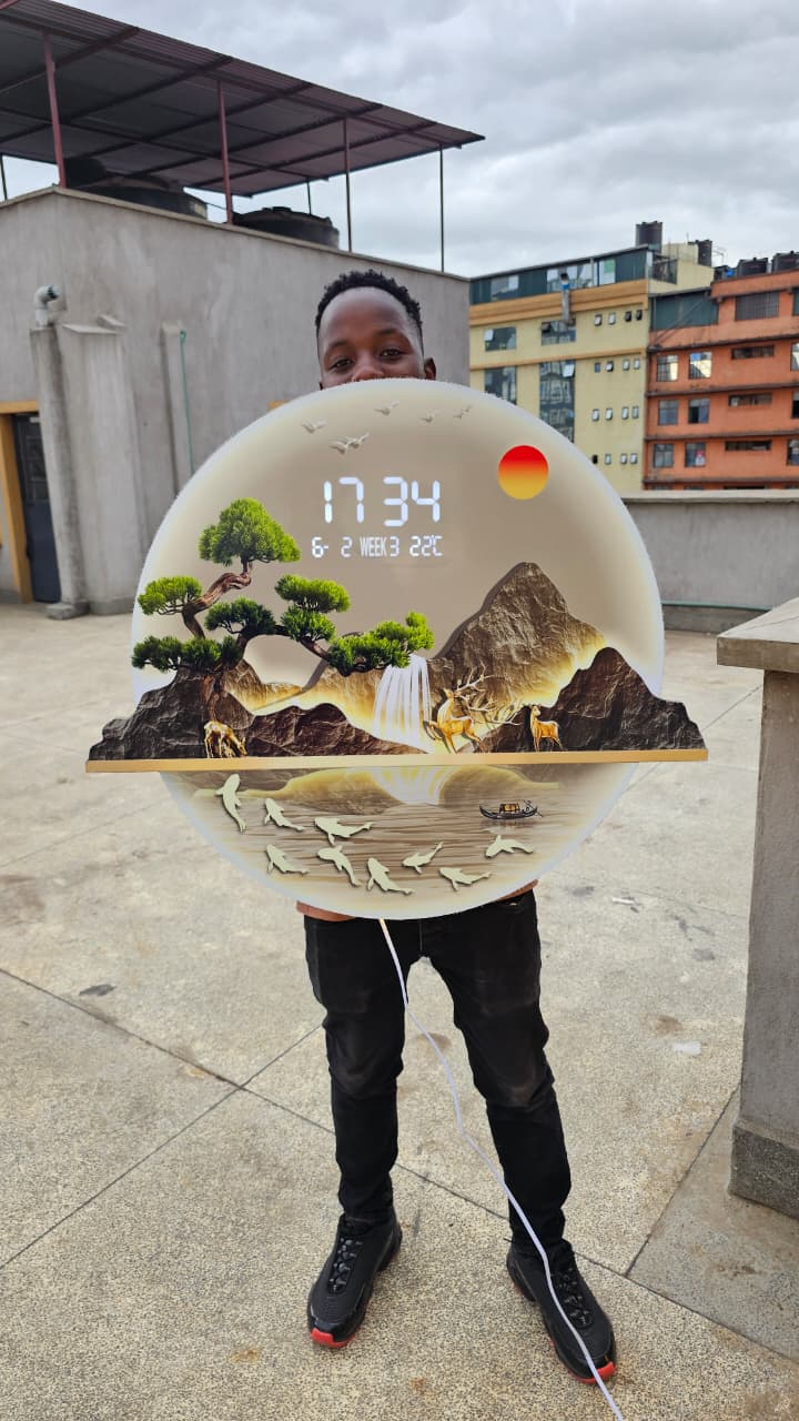 Pine 3D LED Decorative Wall Clock