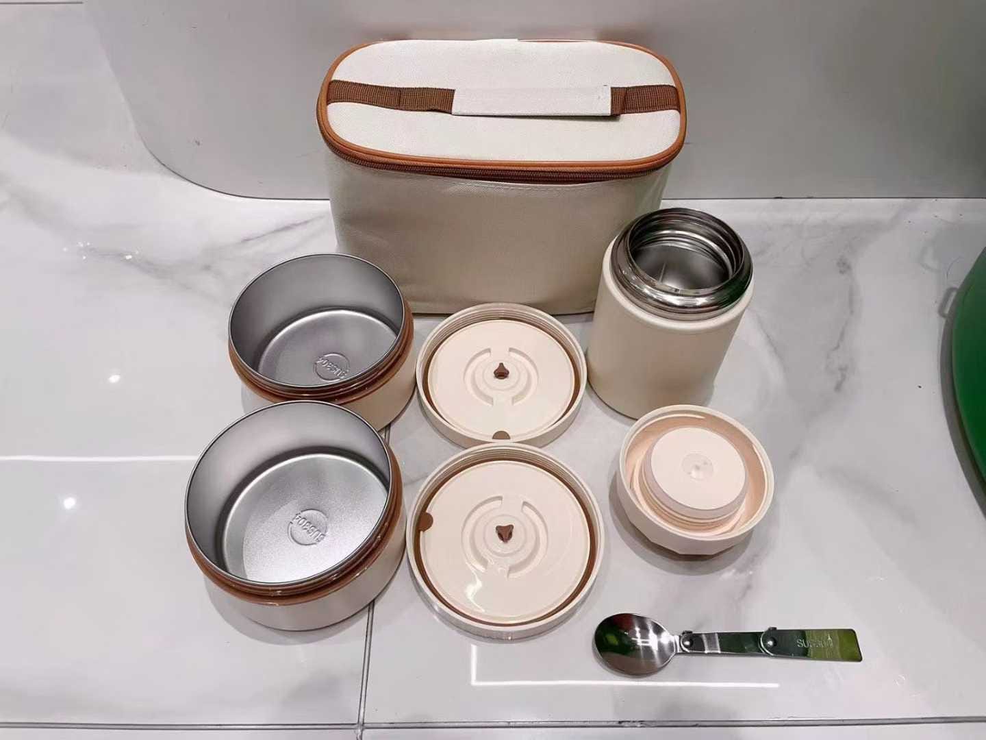 3-in-1 Thermal Lunch Box Set + Flask + Insulated Bag