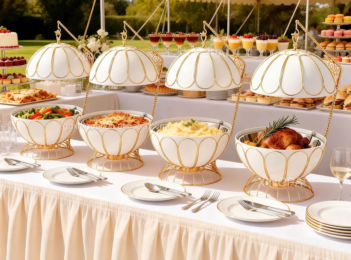 8ltr Egg Shaped Round Chaffing Dish Hanging Buffet Food warmer.