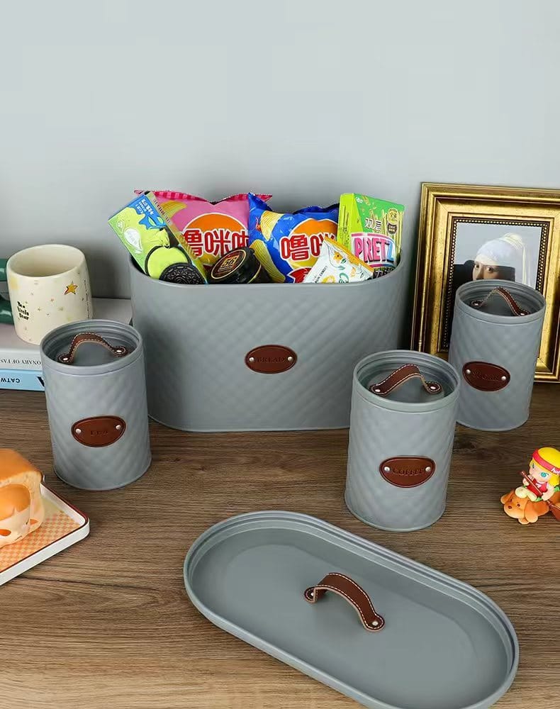 4pc Quilted Metal Bread Bin + Canister Set*