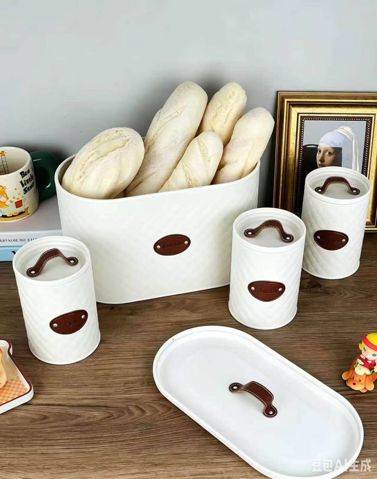 4pc Quilted Metal Bread Bin + Canister Set*