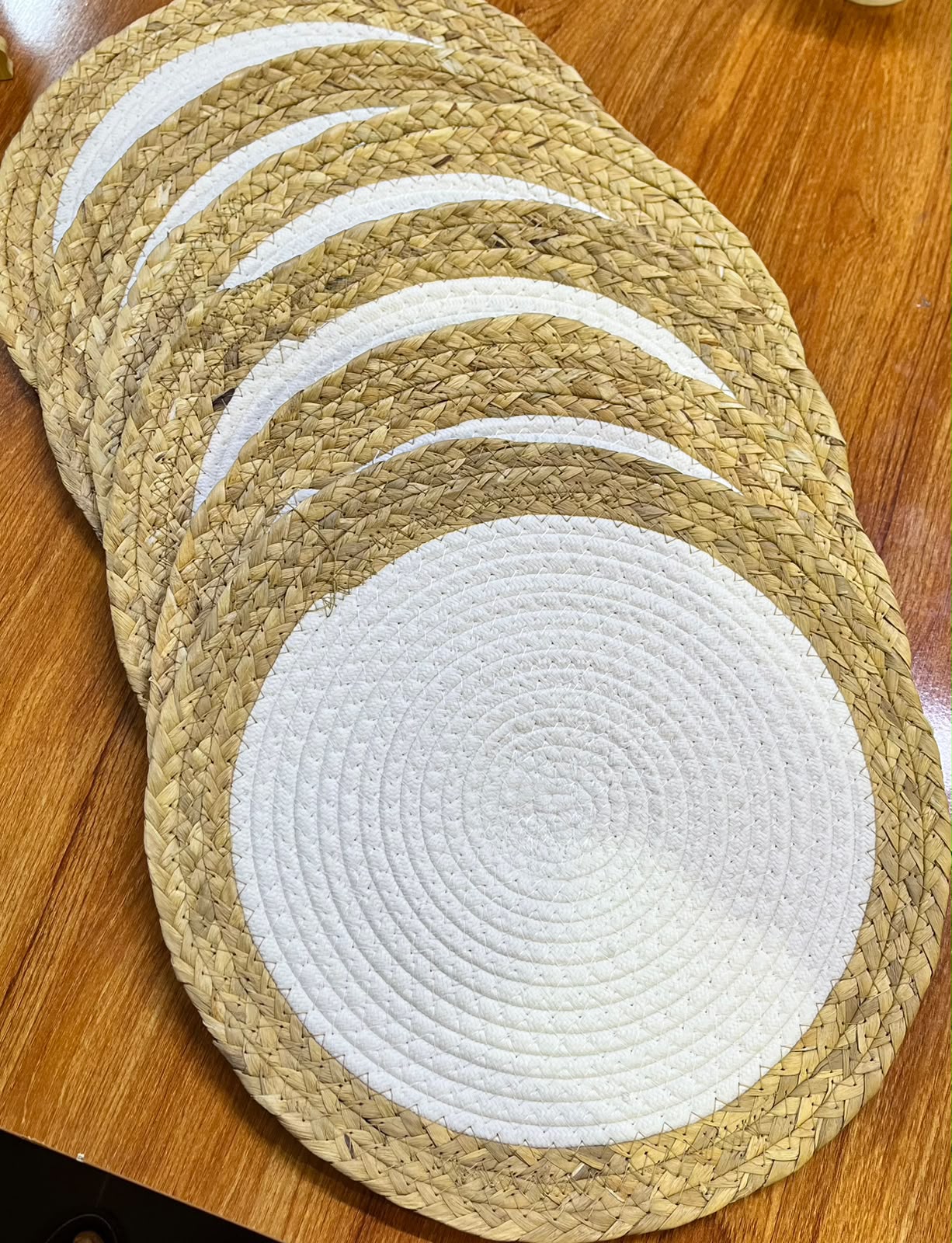 6 pcs Cotton rope woven straw mats