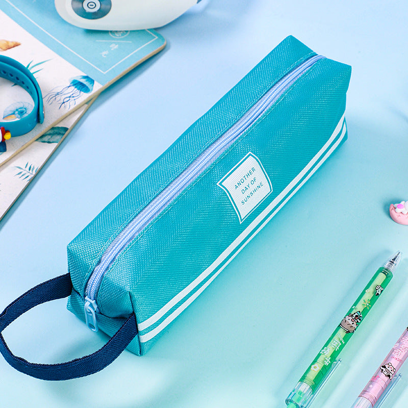 Canvas Pencil Case School Supplies Storage Bag Double Layer Pencil Bag Student Pen Bag Cute Pen Case