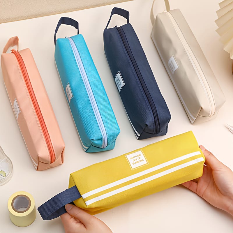 Canvas Pencil Case School Supplies Storage Bag Double Layer Pencil Bag Student Pen Bag Cute Pen Case