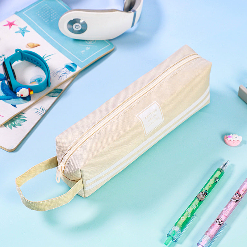 Canvas Pencil Case School Supplies Storage Bag Double Layer Pencil Bag Student Pen Bag Cute Pen Case