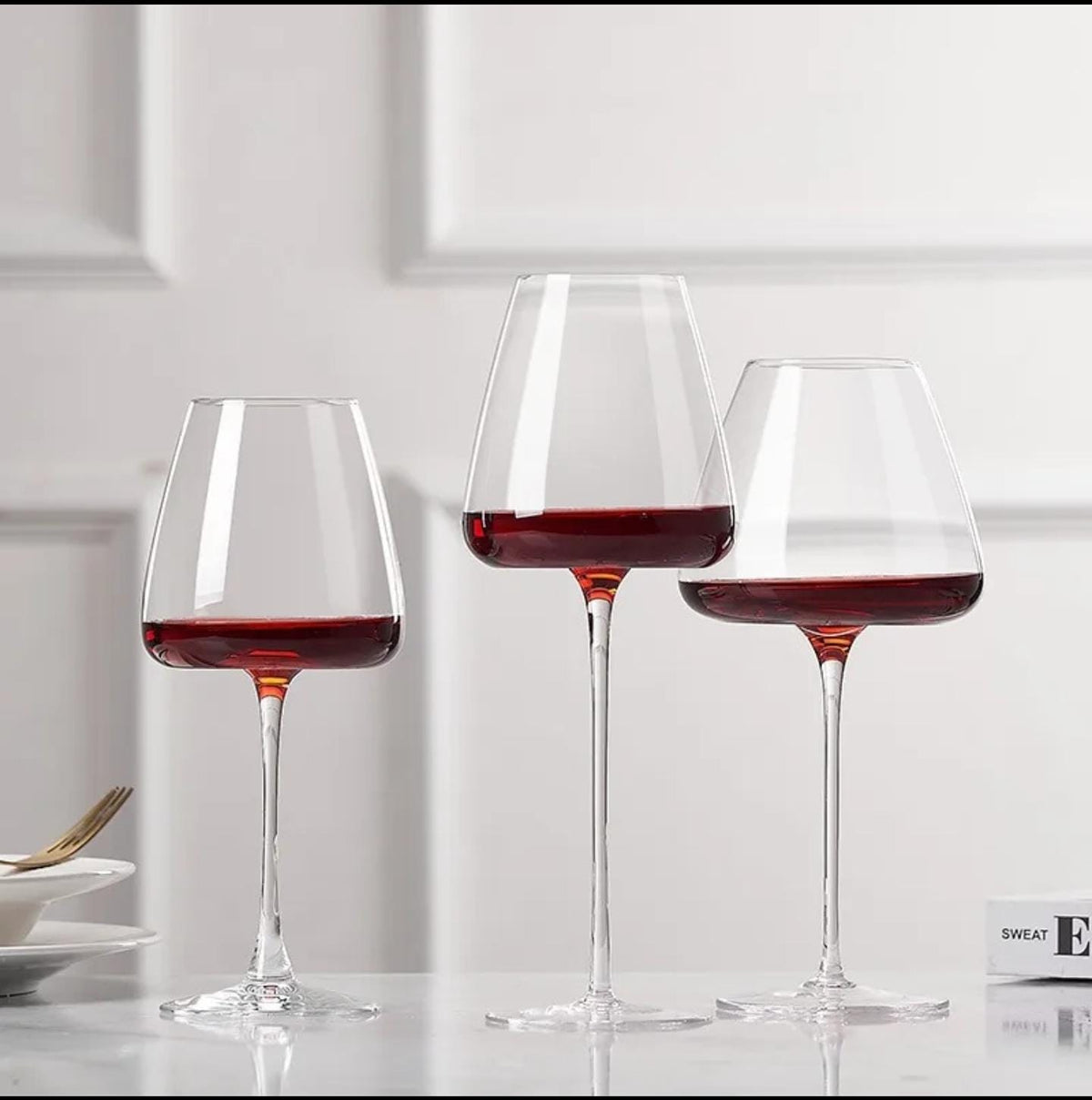 High quality unique, long steamed wine glasses