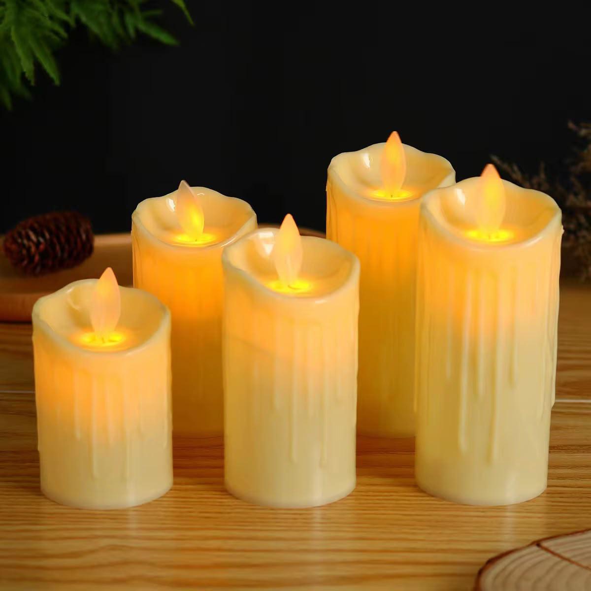 5 pcs set Dripping Wax Look LED Candles