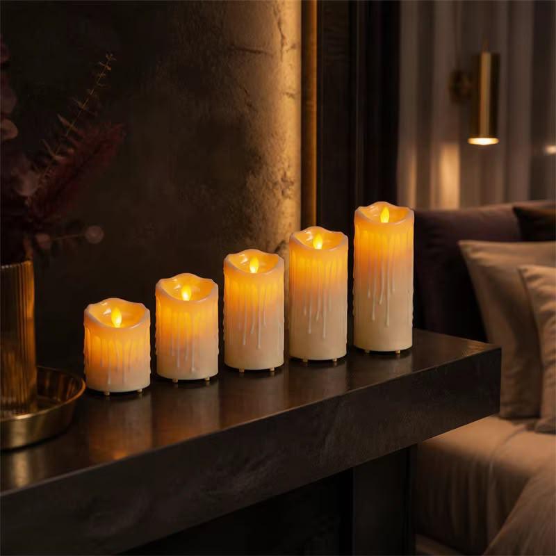 5 pcs set Dripping Wax Look LED Candles