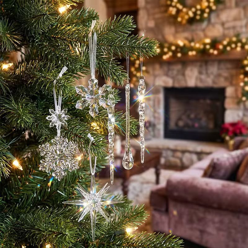 Transparent Christmas Tree Ornaments / Crystal Pendant-18pcs