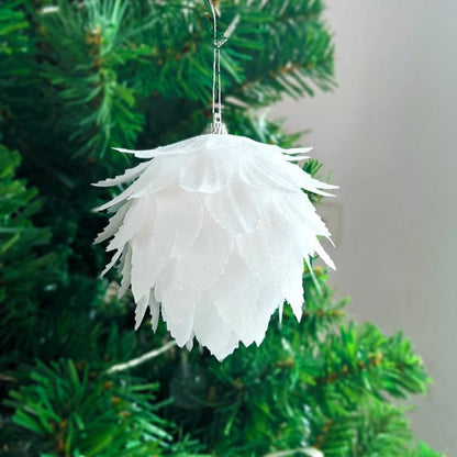 6 Pcs Christmas luxe white decor balls (10cm)