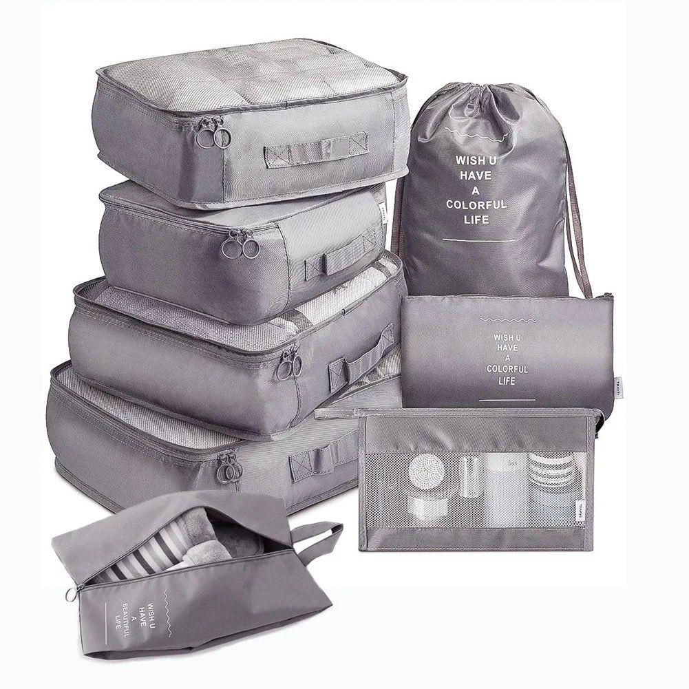 8pcs Luggage Travel Organizers for Suitcase with Toiletry Case