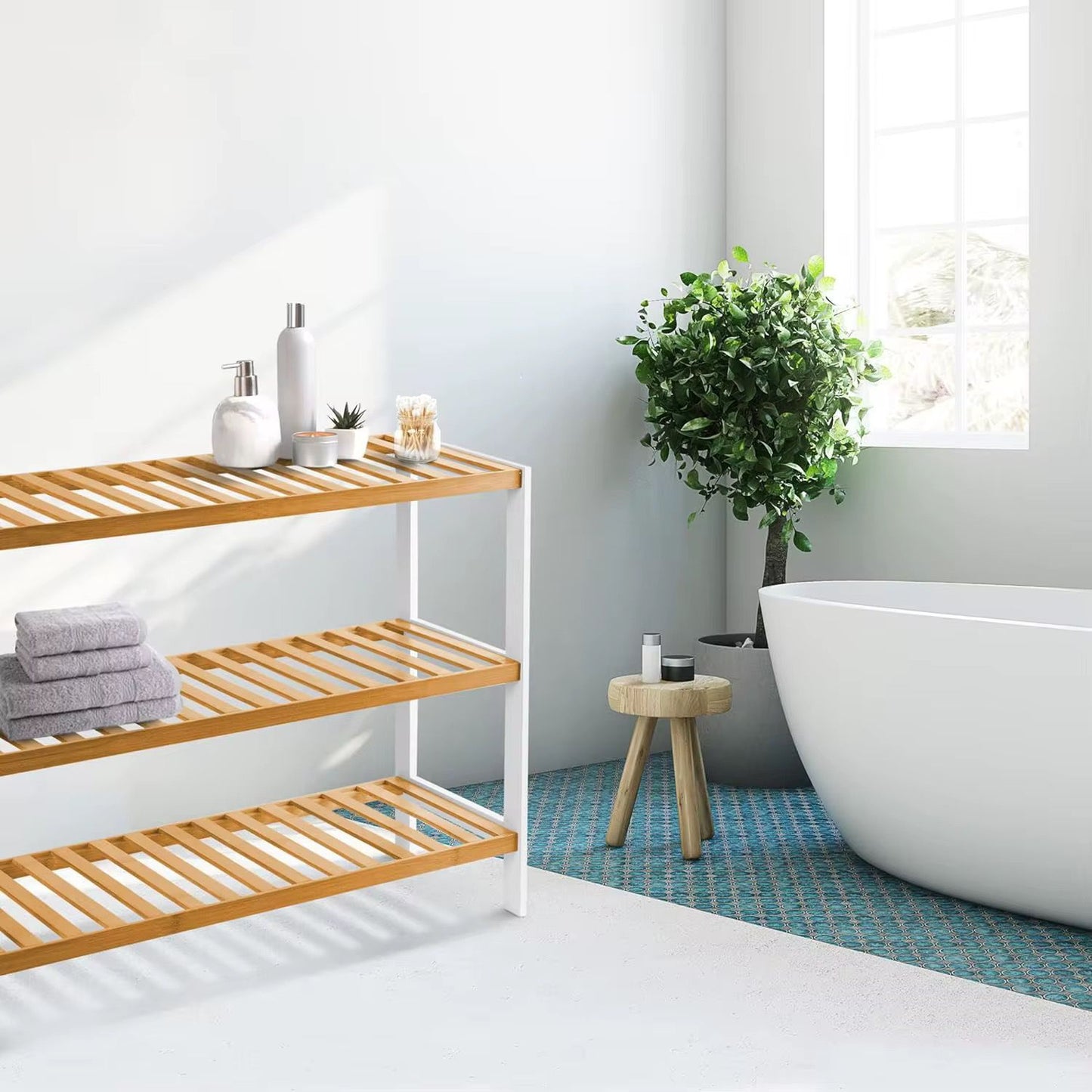 3 Layer Natural Bamboo Shoe Rack / Storage Organizer