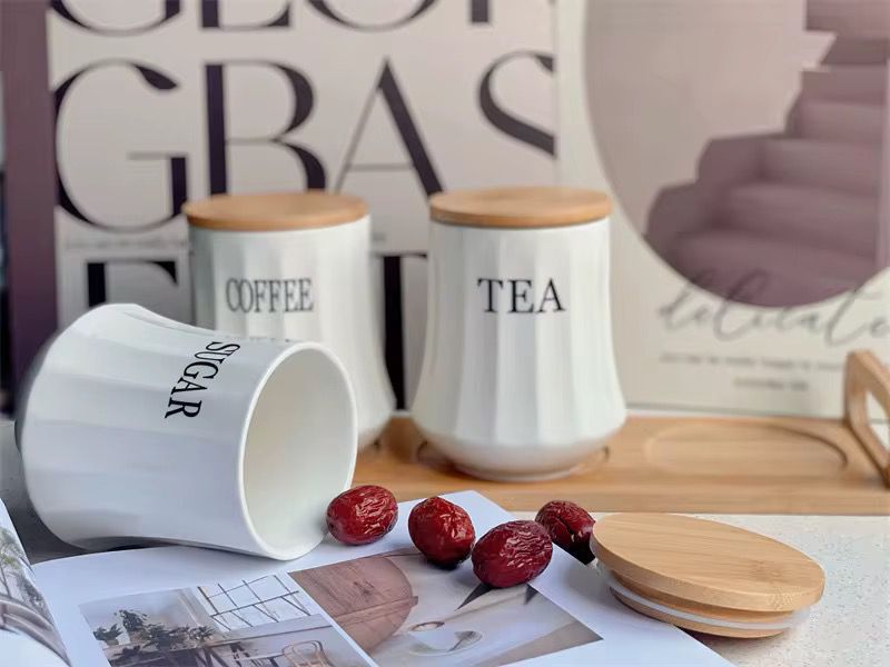 Ceramic Tea Coffee Sugar Canister