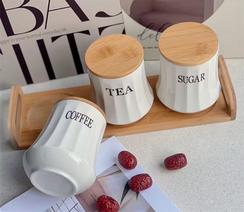 Ceramic Tea Coffee Sugar Canister