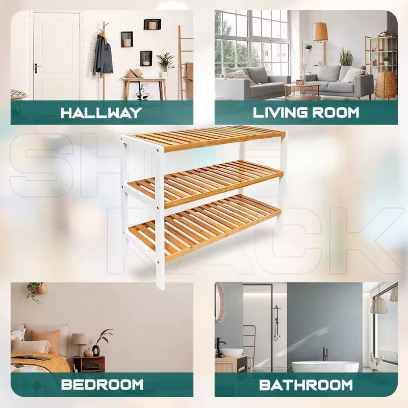 3 Layer Natural Bamboo Shoe Rack / Storage Organizer