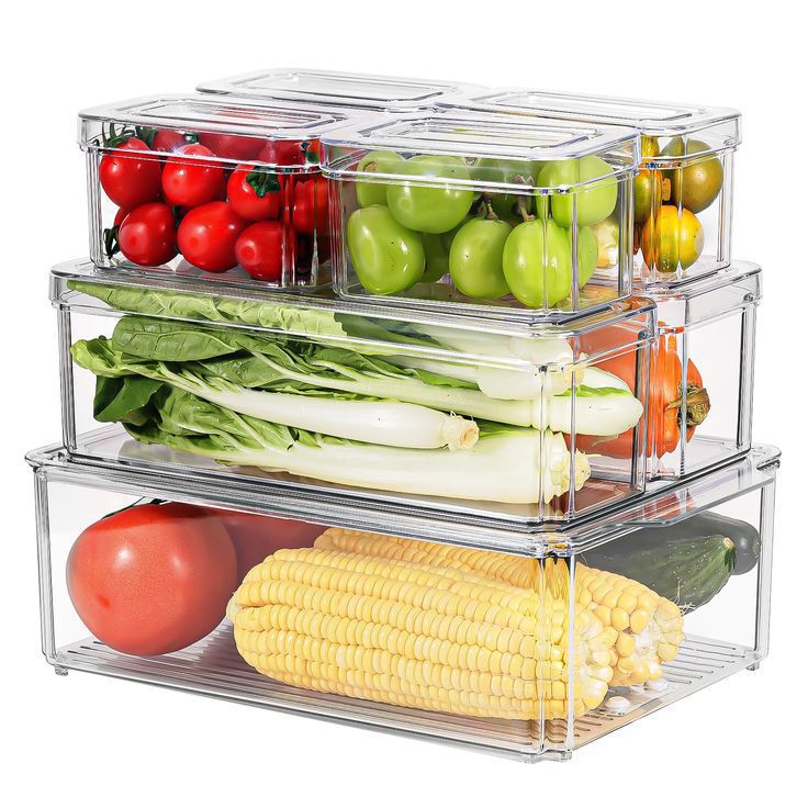 7pc BPA-Free Stackable Acrylic Fridge Organizer