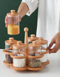 6 in 1 Rotating spice rack  With spoon /Seasoning set with Bamboo stand